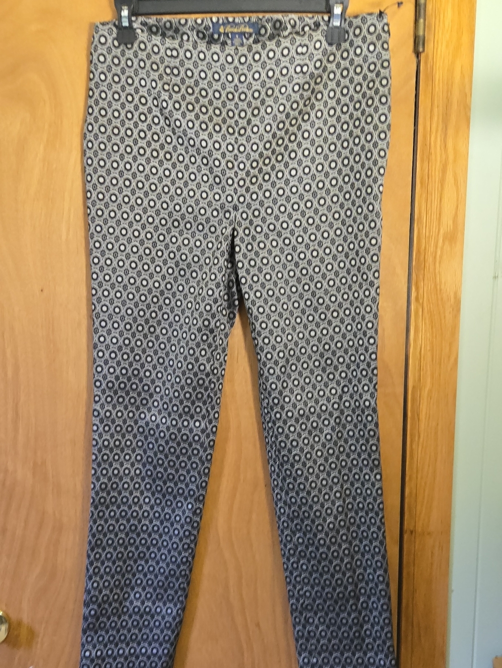 Brooks Brothers Black and White Geo-Print Skinny Pants